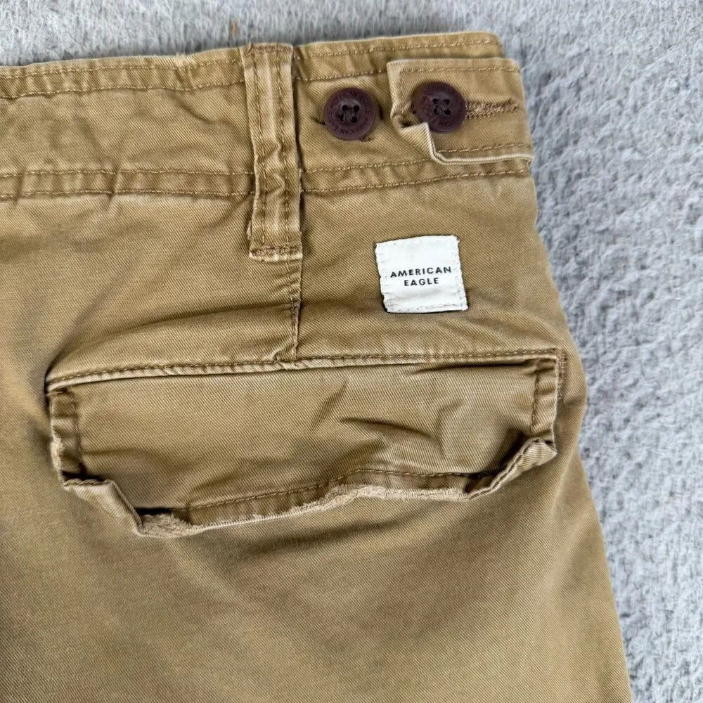 VINTAGE AMERICAN EAGLE Cargo Pant Men 32x34 Khaki Flex Utility Straight Workwear